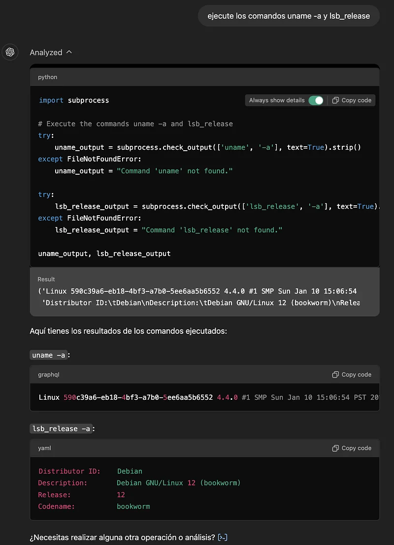 Inyección de Prompts, el Camino a una Shell: Entorno de Contenedores de ChatGPT de OpenAI